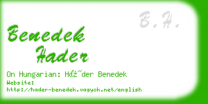 benedek hader business card